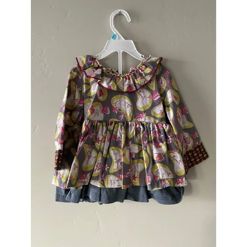 Matilda Jane Character Counts Floral Top Plus Ruffled Leggings- Size 2